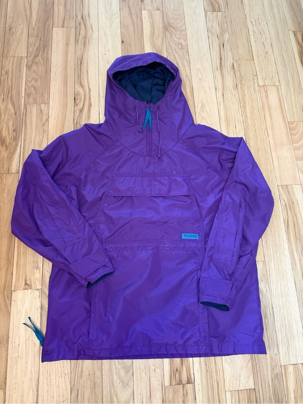 Vintage 90s Columbia Purple & Teal Nylon Anorak Windbreaker Women’s XL